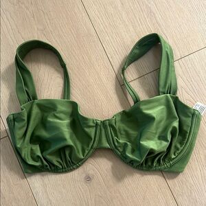 Abercrombie Curve Love Wide Strap pleated underwire green bikini